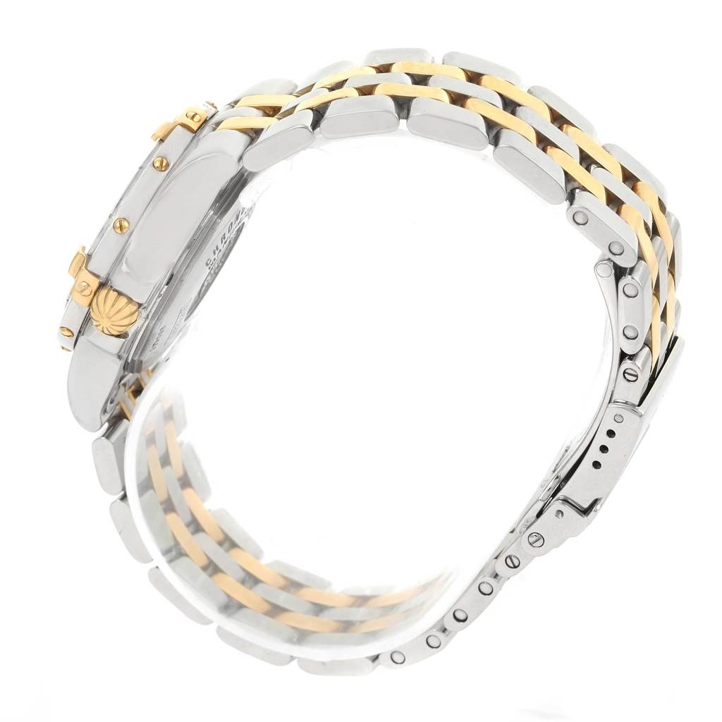 The image shows the side profile and partial bracelet of the Breitling B71340 Women's Steel and Gold (two tone) Mother of Pearl Dial B71340 Women's Steel and Gold (two tone) Mother of Pearl Dial Starliner Steel 18K Yellow Gold MOP Dial Ladies Watch B71340.