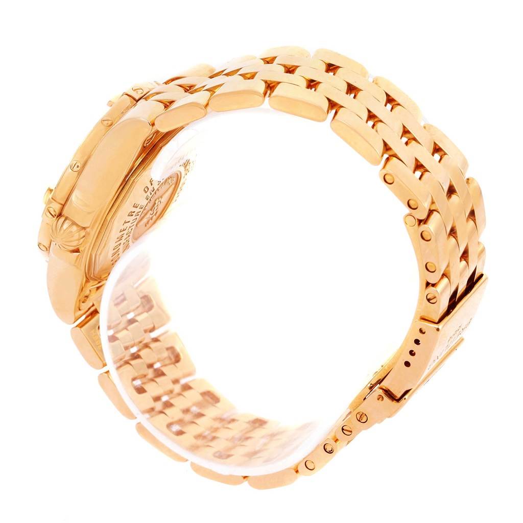 This image shows the side and clasp of the Breitling H71340 Women's Rose Gold Mother of Pearl Dial H71340 Women's Rose Gold Mother of Pearl Dial Starliner 30 Mother of Pearl Diamond Watch H71340.