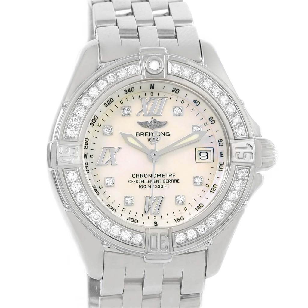 Breitling B-Class MOP Diamond Dial Bezel Womens Watch  