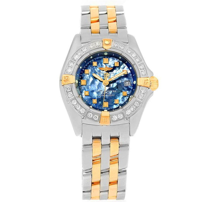 Breitling Callisto Ladies Blue Mother of Pearl Diamond Watch B72345 SwissWatchExpo