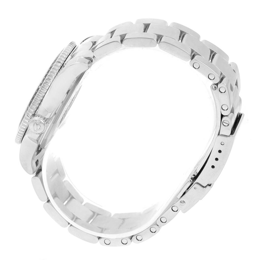 This image shows the side view of the Breitling A17312 Women's Stainless Steel Black Dial A17312 Women's Stainless Steel Black Dial Superocean II 36 Black Dial Automatic Ladies Watch A17312, focused on the band and case.