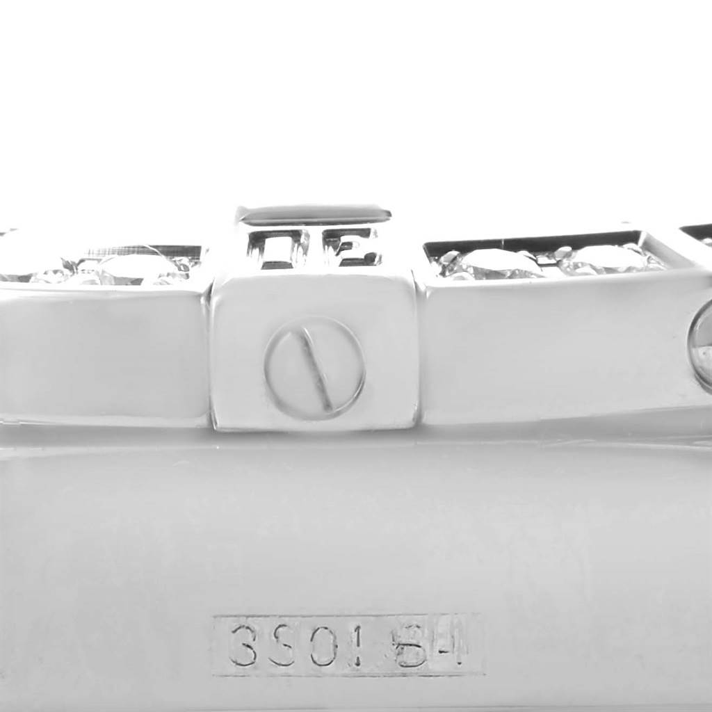 This image shows a close-up of the clasp mechanism and part of the bracelet of the Breitling A72345 Women's Stainless Steel Mother of Pearl Dial A72345 Women's Stainless Steel Mother of Pearl Dial Callisto MOP Diamond Ladies Watch A72345.