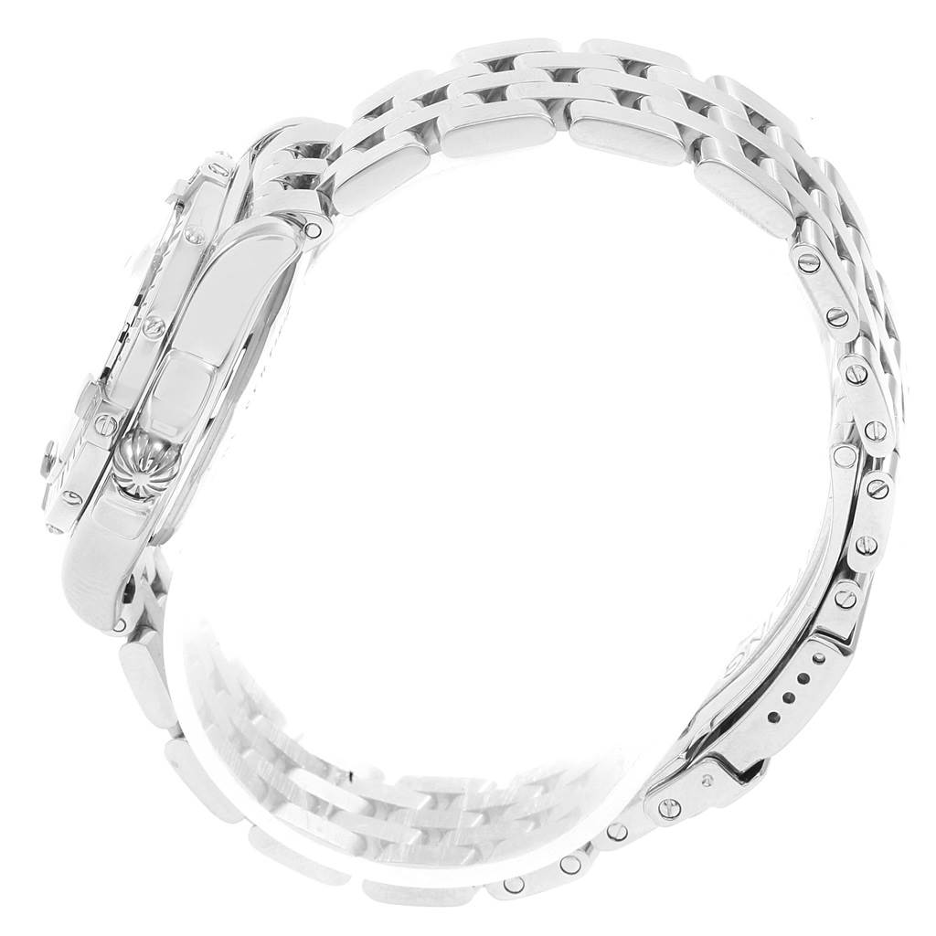 This image shows the side profile and bracelet of the Breitling A71356 Women's Stainless Steel Blue Dial A71356 Women's Stainless Steel Blue Dial Windrider Cockpit Blue Diamond Dial Ladies Watch A71356.