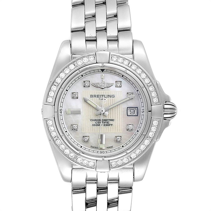 Breitling Cockpit Mother of Pearl Diamond Ladies Watch A71356 Box Papers SwissWatchExpo
