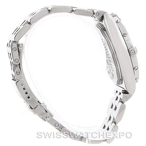The image shows a side view of the Breitling Women's Stainless Steel Mother of Pearl Dial Women's Stainless Steel Mother of Pearl Dial Windrider Wings Ladies MOP Diamond Watch A67350, emphasizing the bracelet and case profile.