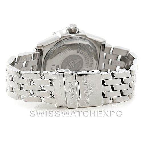 This image shows the back and bracelet of the Breitling Women's Stainless Steel Mother of Pearl Dial Women's Stainless Steel Mother of Pearl Dial Windrider Wings Ladies MOP Diamond Watch A67350.