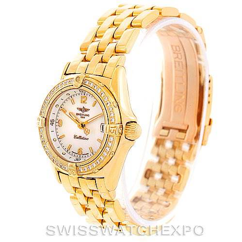 Breitling Callistino Ladies 18K Yellow Gold Diamond Watch K52045 SwissWatchExpo