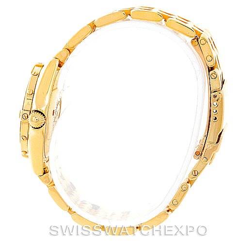 The image shows a side view of the Callistino Ladies 18K Yellow Gold Diamond Watch K52045 model by Breitling K52045 Women's Yellow Gold Mother of Pearl Dial K52045 Women's Yellow Gold Mother of Pearl Dial.