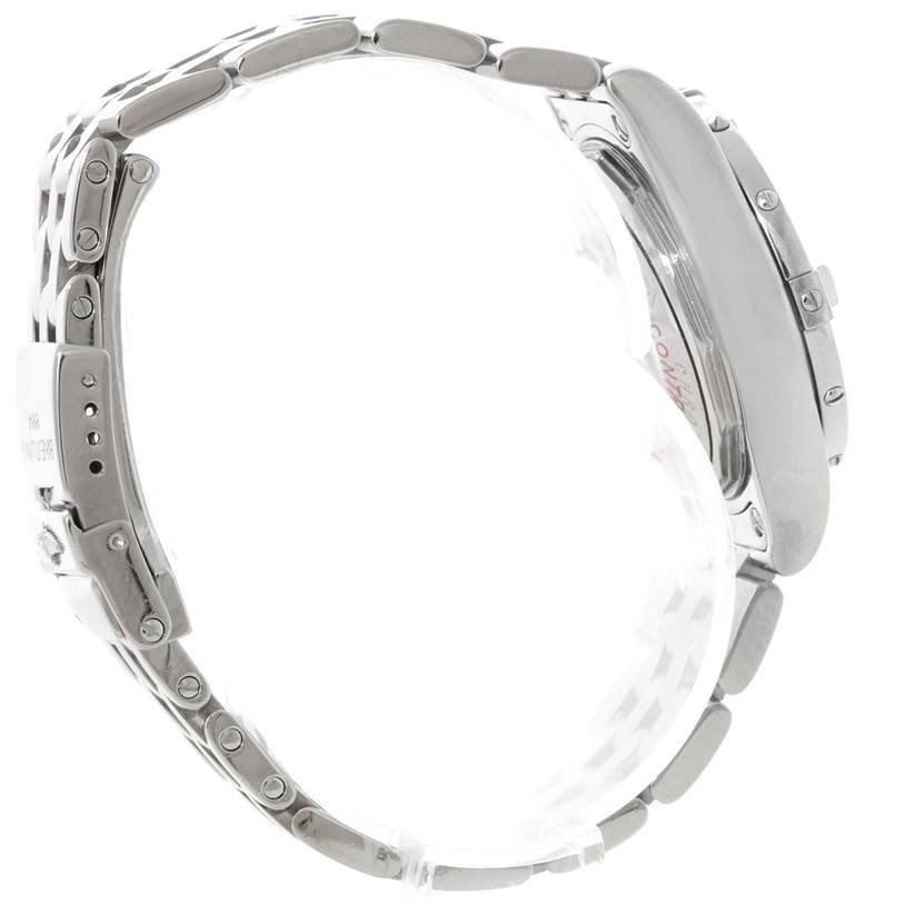 This image shows the Breitling A71340 Women's Stainless Steel Mother of Pearl Dial A71340 Women's Stainless Steel Mother of Pearl Dial Starliner Ladies Mother of Pearl Diamond Watch A71340, focusing on the side profile and bracelet.