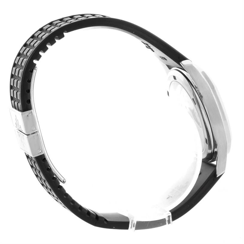 The image shows a side view of the Patek Philippe Aquanaut 5066A Men's Stainless Steel Black Dial 5066A Men's Stainless Steel Black Dial watch, highlighting the case and rubber strap.