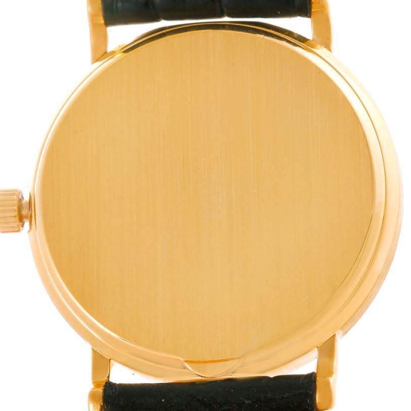 The image shows the back case and crown of a Patek Philippe Calatrava 3802 Men's Yellow Gold White Dial 3802 Men's Yellow Gold White Dial watch from a straight-on angle.