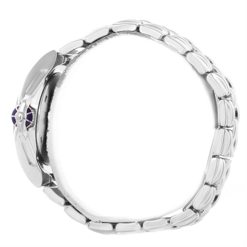 The image shows a side view of the Patek Philippe Sculpture 5091/1A-001 Women's Stainless Steel White Dial 5091/1A-001 Women's Stainless Steel White Dial watch, displaying the side case and part of the bracelet.