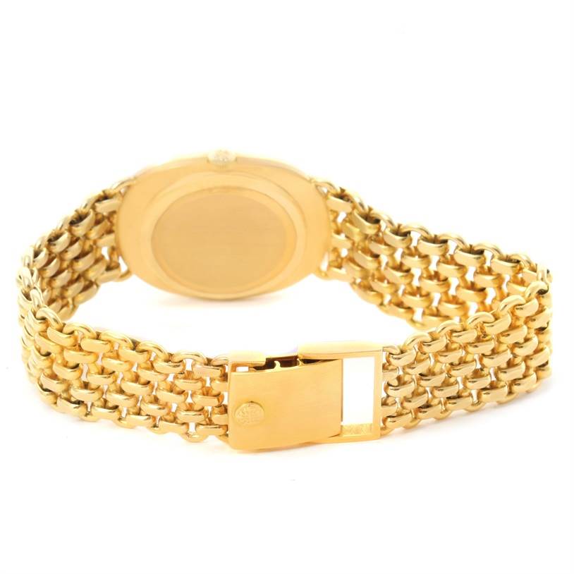 The image shows the back and clasp of the Patek Philippe 3648 Yellow Gold Blue Dial 3648 Yellow Gold Blue Dial Golden Ellipse 18k Yellow Gold Blue Dial Watch 3648 model.