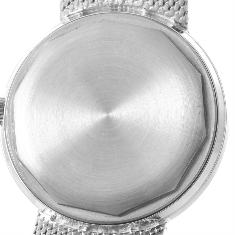 The image shows the back case of the Vintage Patek Philippe watch from a direct, straight-on angle.