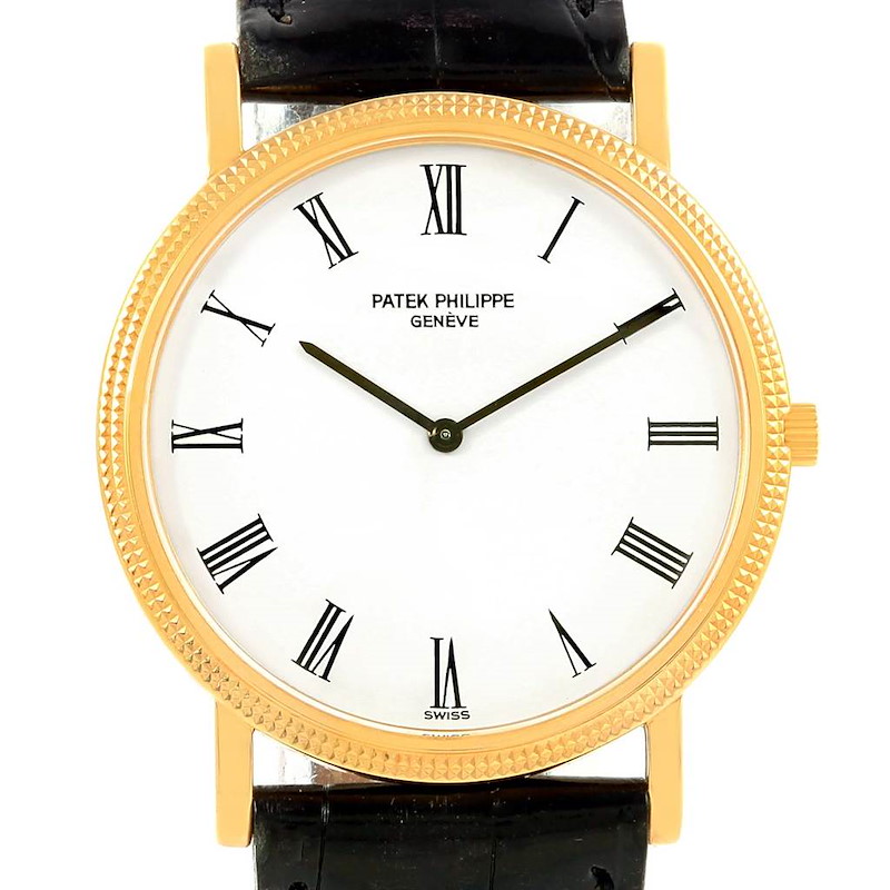 Patek Philippe Calatrava 18k Yellow Gold Watch 3520 Box Papers SwissWatchExpo