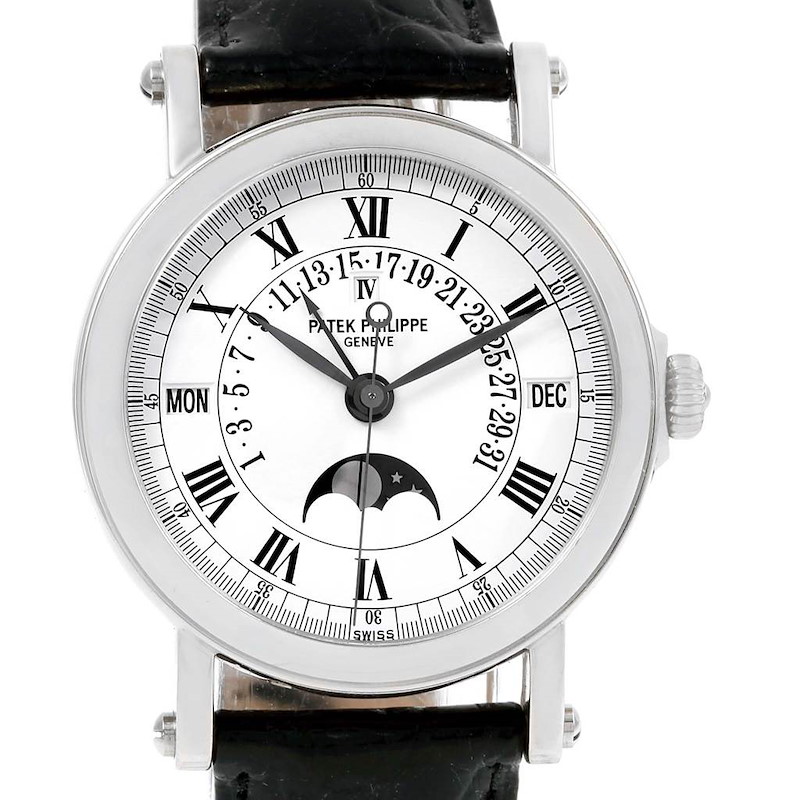 Patek Philippe Perpetual Calendar Retrograde 18k White Gold Watch 5059 SwissWatchExpo