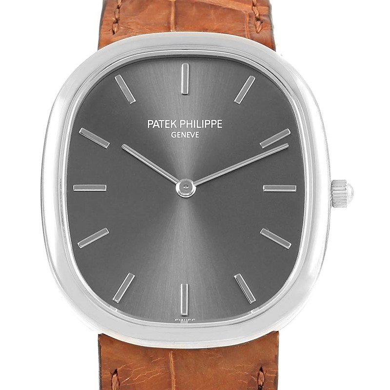 Patek Philippe Golden Ellipse White Gold Grey Dial Watch 3738 Box Papers SwissWatchExpo
