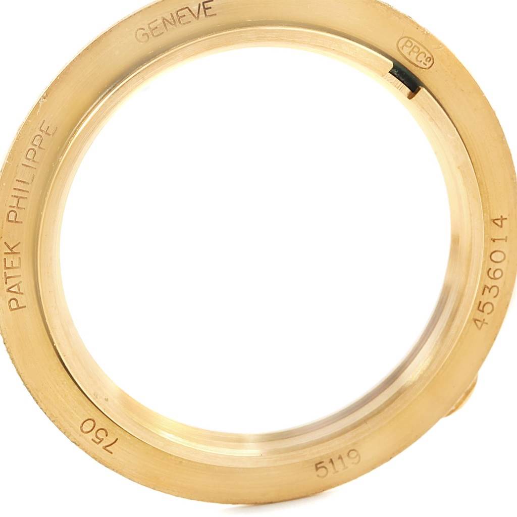 This image shows a gold bezel for a Patek Philippe Calatrava 5119J Men's Yellow Gold White Dial 5119J Men's Yellow Gold White Dial watch model 5119, viewed from above.