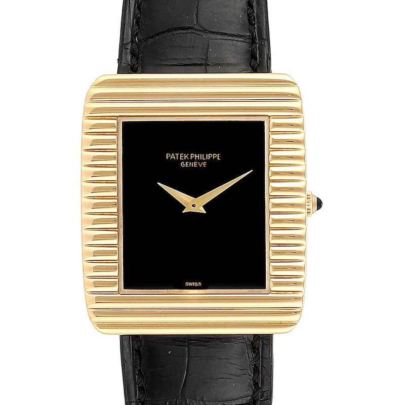 Patek Philippe Yellow Gold Black Dial Vintage Mens Watch 3633 SwissWatchExpo