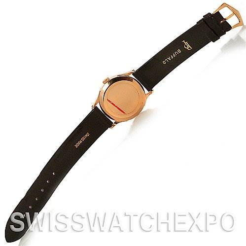 The image shows a Vintage Patek Philippe watch model, photographed from above, displaying the full strap and the back of the case.