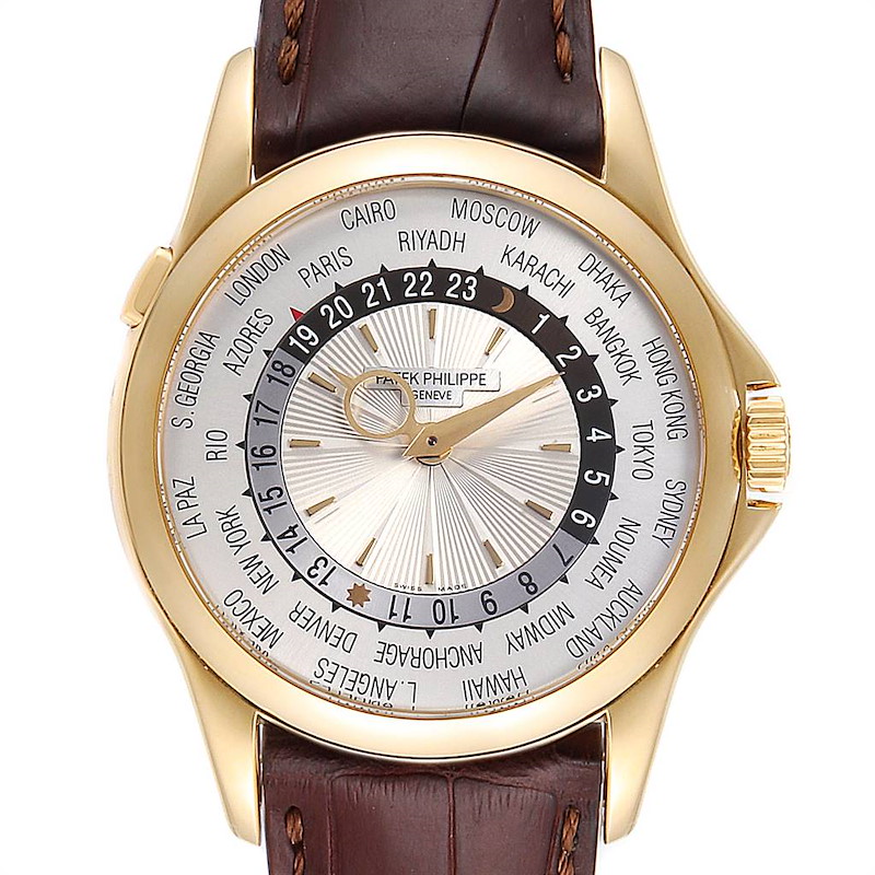 Patek Philippe World Time Complications 18k Yellow Gold Watch 5130 SwissWatchExpo