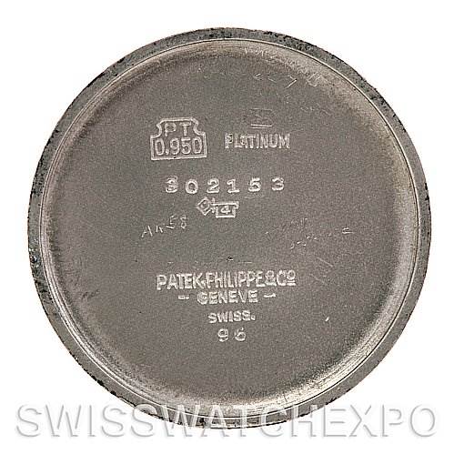 This image shows the inside case back of a vintage Patek Philippe watch, indicating it's made of platinum.