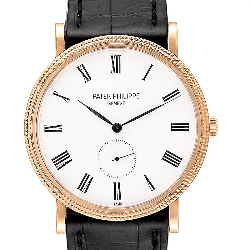 Patek Philippe Calatrava Rose Gold White Dial Mens Watch 5119 SwissWatchExpo