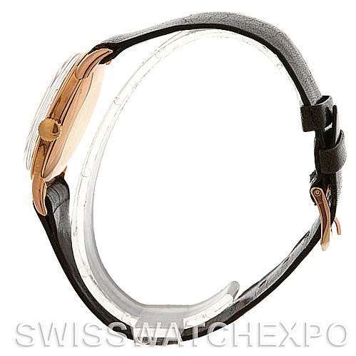 The image shows a side view of the Vintage Patek Philippe watch, including its profile, crown, and leather strap with buckle.