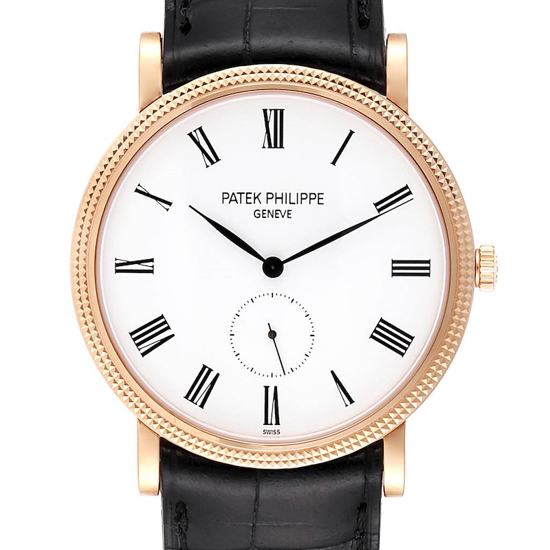 Patek Philippe Calatrava Rose Gold White Dial Mens Watch 5119 SwissWatchExpo