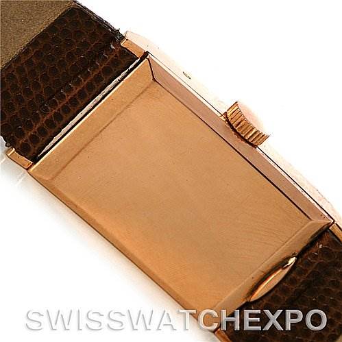 The image shows the rear view of the case and the crown of a Vintage model by Patek Philippe.