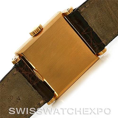 This image shows the back case and leather strap of a Vintage Patek Philippe watch from a top-down angle.