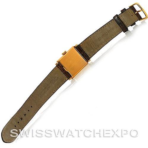 This image shows a top-down view of a vintage Patek Philippe watch with its strap fully extended.