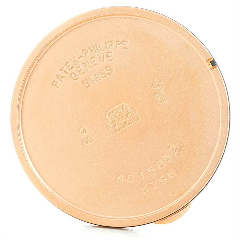 This image shows the interior of the case back of a Vintage Patek Philippe model watch.