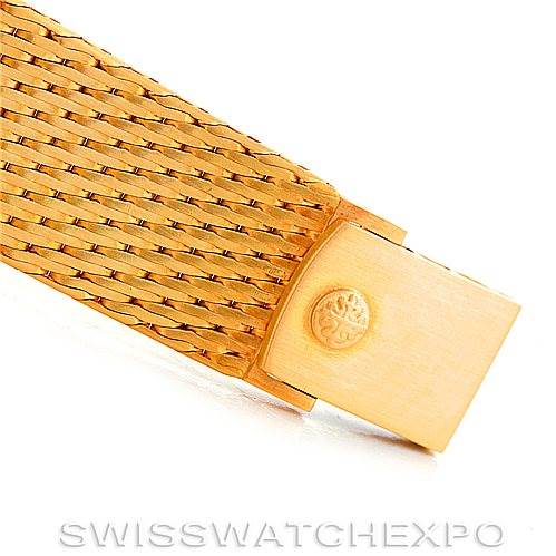 The image shows a close-up of the clasp and a portion of the watch band for the Golden Ellipse model by Patek Philippe.