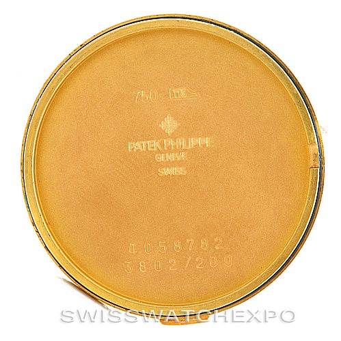 This image shows the inner backside of the case for a Patek Philippe Calatrava 3802 Men's Yellow Gold White Dial 3802 Men's Yellow Gold White Dial watch.