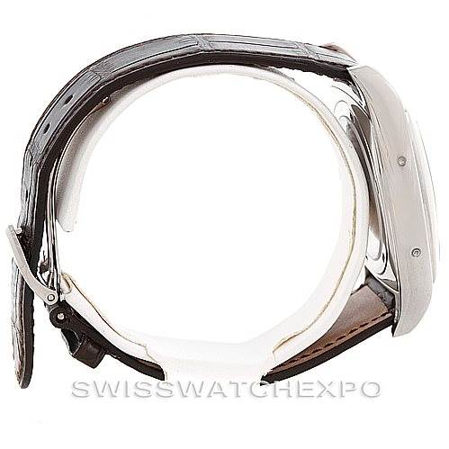 The image shows a side view of the Patek Philippe 5135G Men's White Gold Black Dial 5135G Men's White Gold Black Dial Complicated Annual Calendar Men's Watch 5135G, displaying its case and strap.