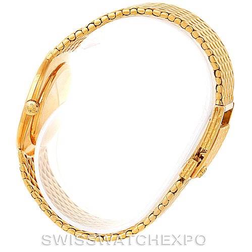 The image shows a side profile angle of the Patek Philippe Golden Ellipse 3848 Men's Yellow Gold Blue Dial 3848 Men's Yellow Gold Blue Dial watch, highlighting its bracelet and clasp.