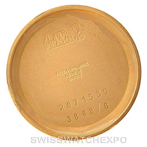 This image shows the back cover of a Golden Ellipse watch by Patek Philippe, viewed from the inside.