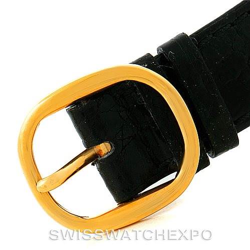 The image shows the buckle and strap of a Patek Philippe Golden Ellipse 3948 Men's Yellow Gold White Dial 3948 Men's Yellow Gold White Dial watch at a close-up angle.