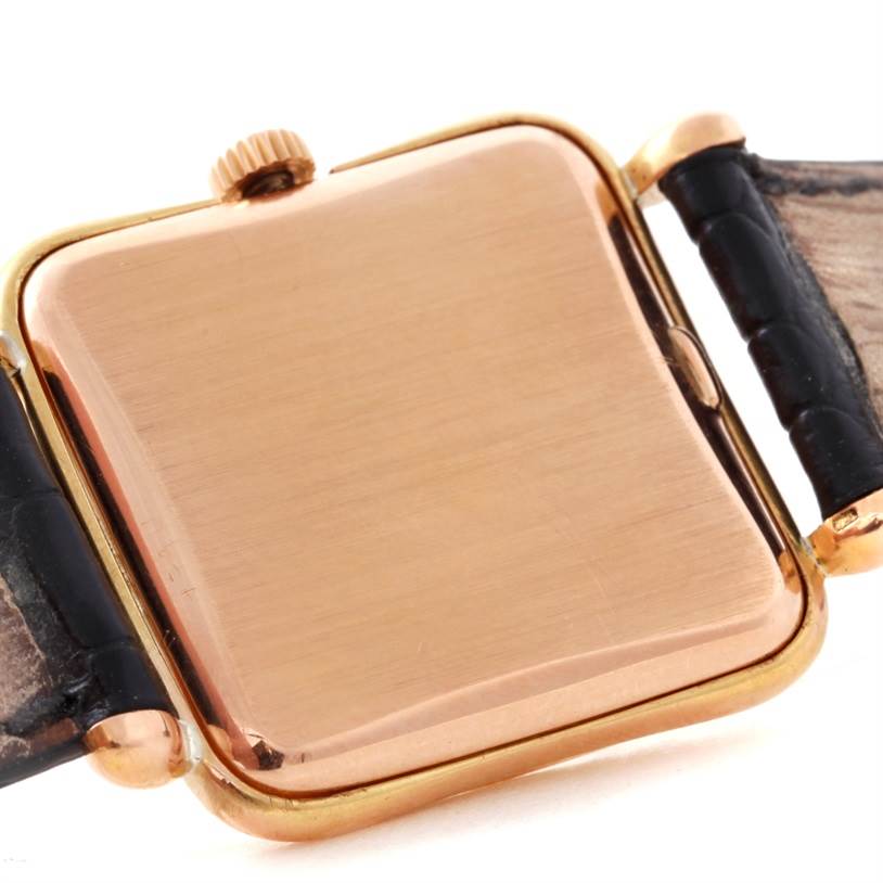 The image shows the back case and lugs of a Patek Philippe Calatrava 2493 Men's Rose Gold Silver Dial 2493 Men's Rose Gold Silver Dial watch, viewed from the back.