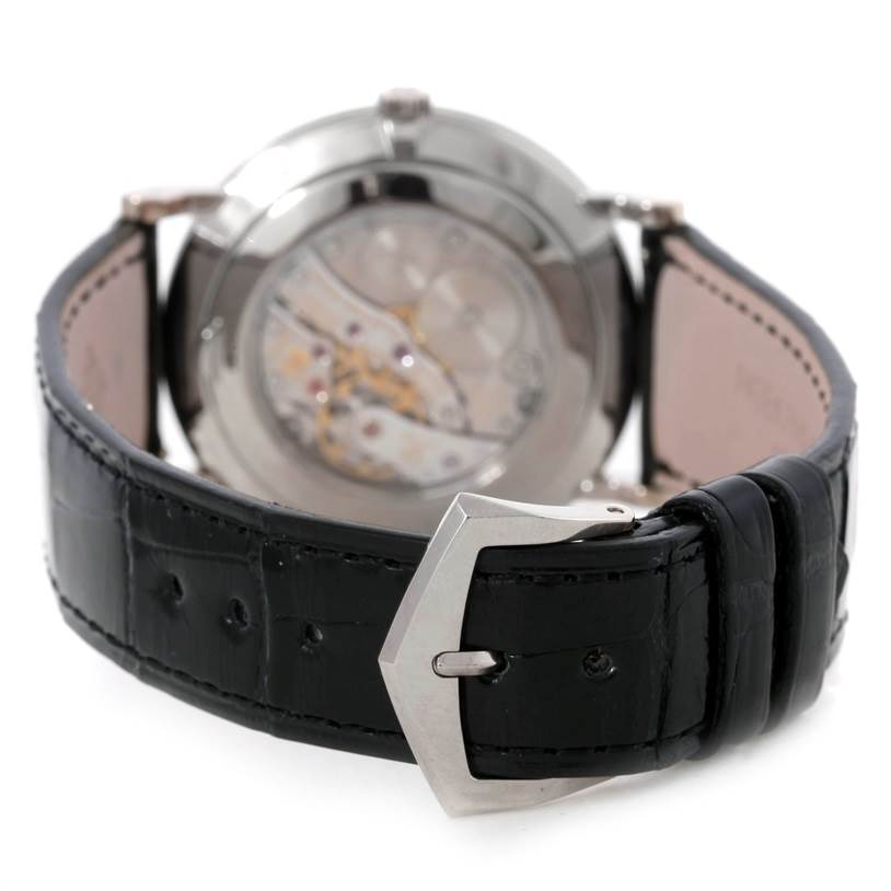 The image shows the back view of a Patek Philippe Calatrava 5119G Men's White Gold White Dial 5119G Men's White Gold White Dial watch, focusing on the strap and buckle.