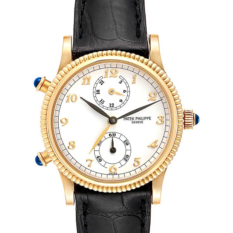 Patek Philippe Calatrava Travel Time Yellow Gold Ladies Watch 4864J Papers SwissWatchExpo