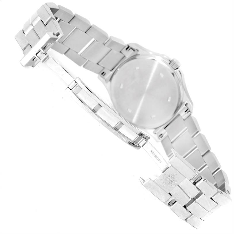 The image shows the back and bracelet of a Patek Philippe Aquanaut 4960/1A-001 Women's Stainless Steel Black Dial 4960/1A-001 Women's Stainless Steel Black Dial watch, including the clasp.