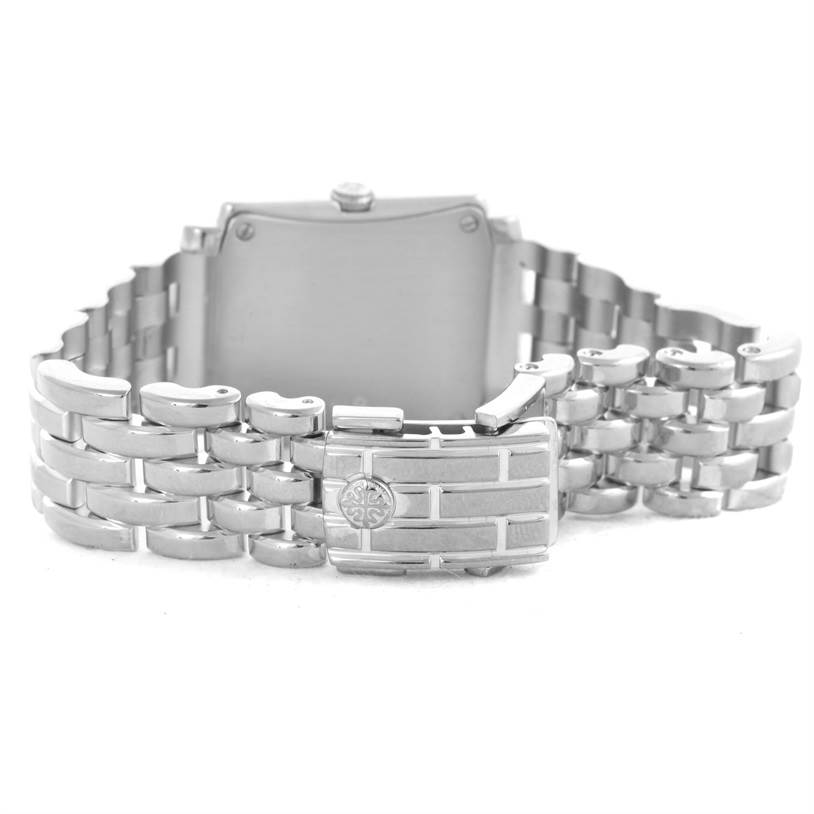 The image shows the bracelet and clasp of a Patek Philippe Gondolo 4824 Women's White Gold White Dial 4824 Women's White Gold White Dial watch, viewed from the back.