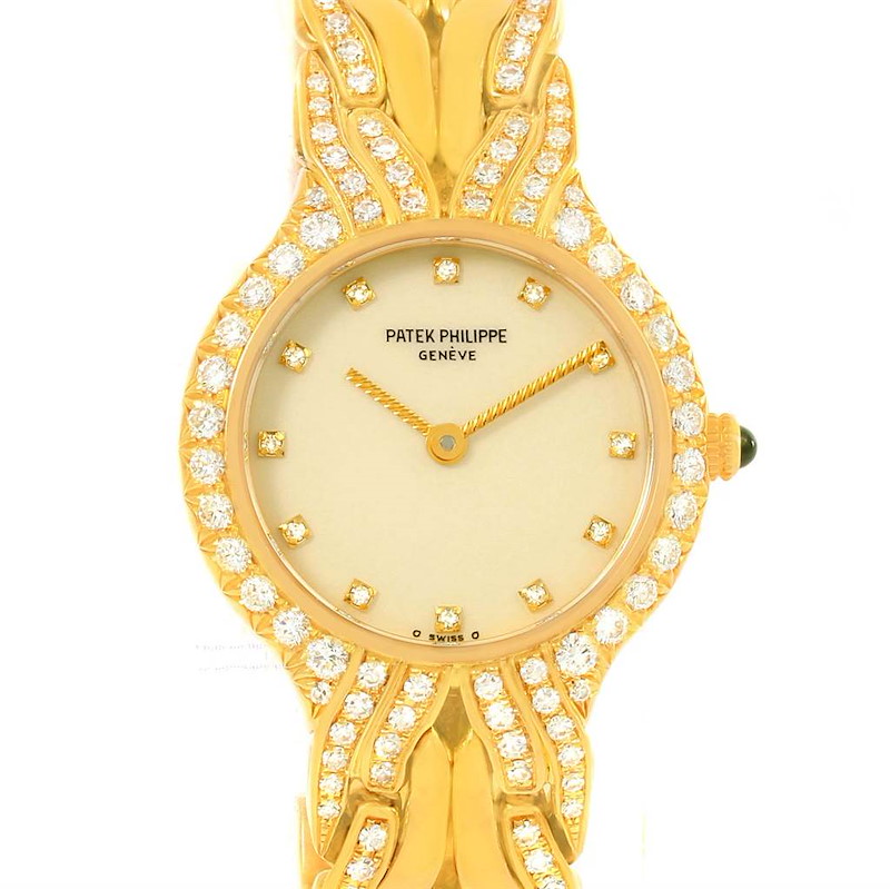 Patek Philippe La Flamme 18k Yellow Gold Diamond Ladies Watch 4816 SwissWatchExpo