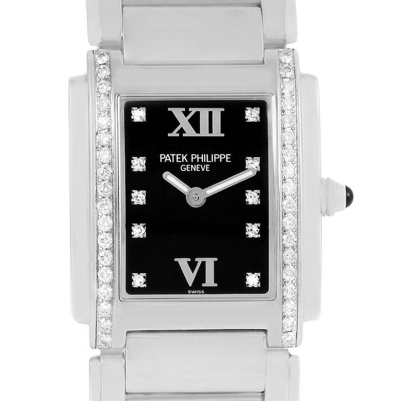 Patek Philippe Twenty-4 Black Diamond Dial Steel Ladies Watch 4910 SwissWatchExpo