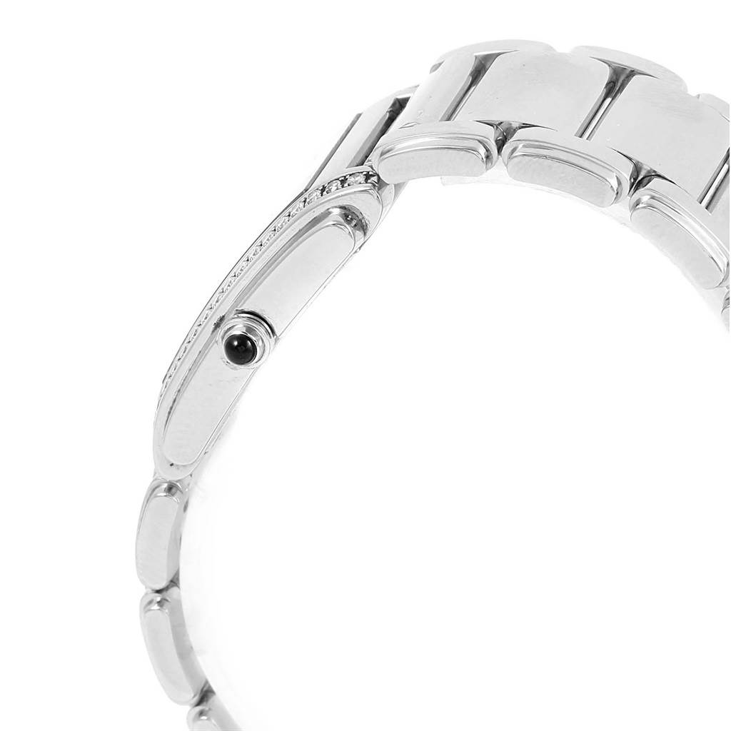 The image shows the bracelet and side profile of the Patek Philippe Twenty-4 4910 Women's Stainless Steel Black Dial 4910 Women's Stainless Steel Black Dial model watch.