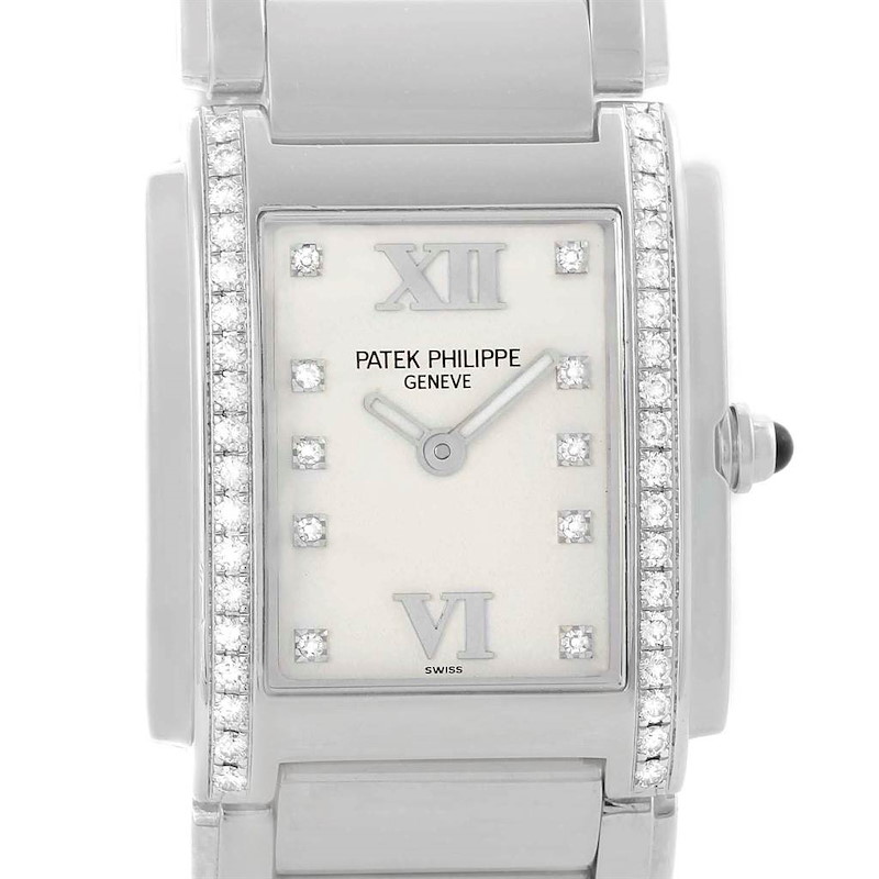 Patek Philippe Twenty-4 Silver Diamond Dial Ladies Watch 4910 Box Papers SwissWatchExpo