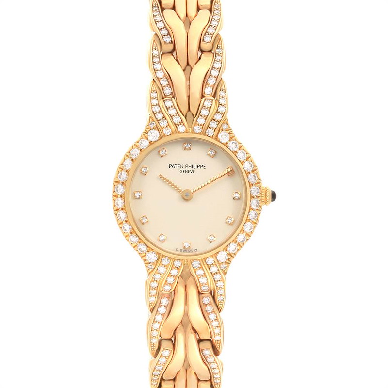 Patek Philippe La Flamme 18k Yellow Gold Diamond Ladies Watch 4816 SwissWatchExpo