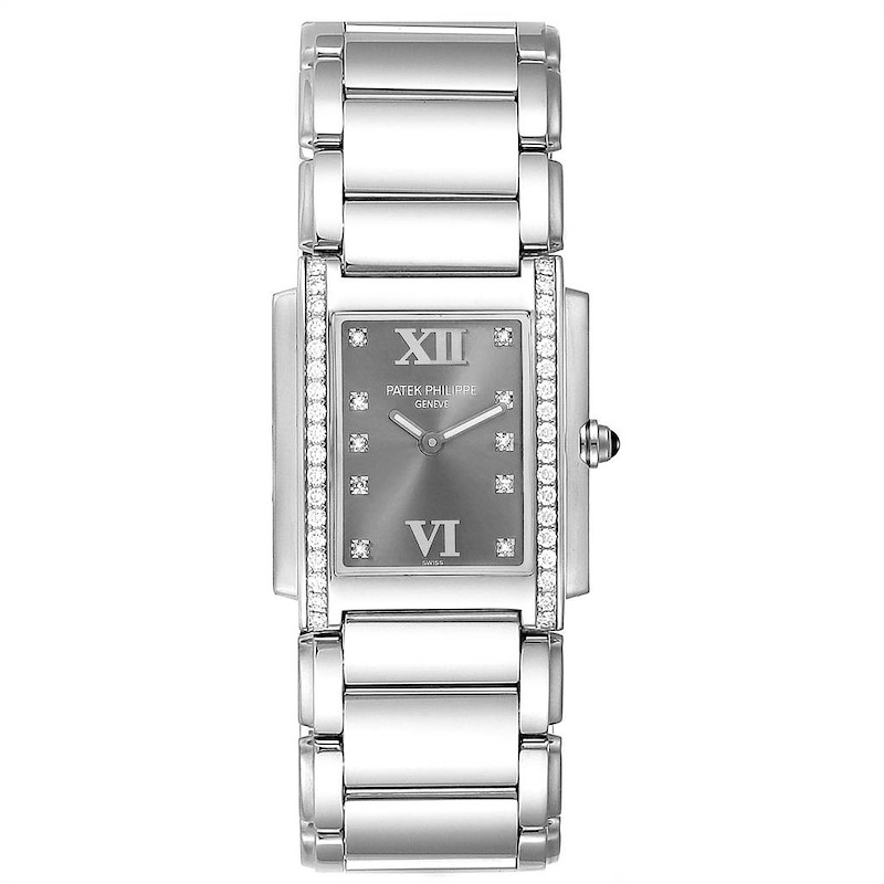 Patek Philippe Twenty-4 Grey Diamond Dial Steel Ladies Watch 4910 SwissWatchExpo